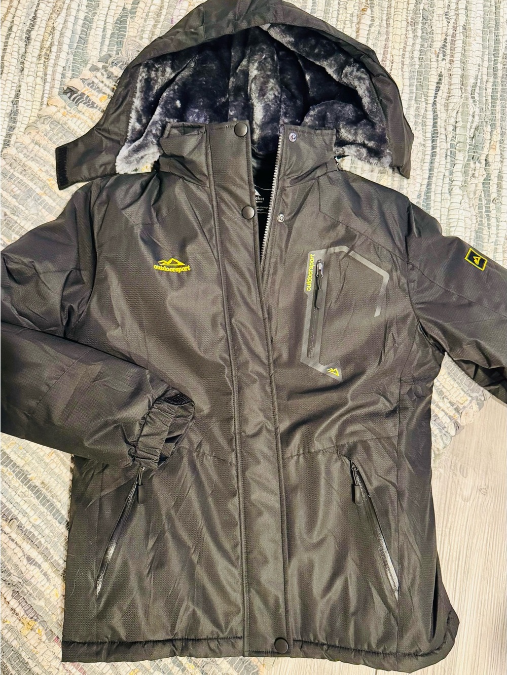 🔥 MUST HAVE! Outdoorsport Winter Ski Jacket Black Hooded Coat Size Small